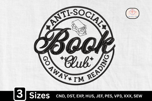 Anti-Social Book Club Embroidery Design