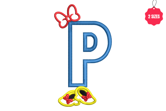 Letter P with Bow Embroidery Design